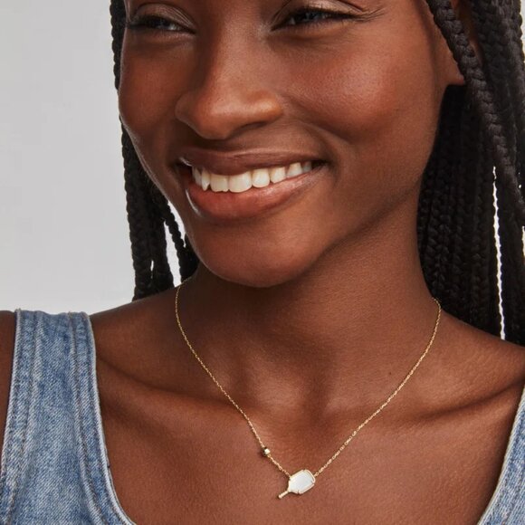 Kendra Scott Pickleball Short Pendant Necklace in Ivory Mother-of-Pearl - Picture 2 of 2